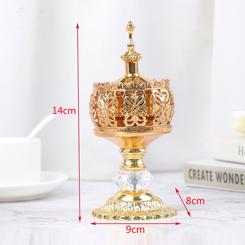 Tempat Bakar Dupa mabkharah Bulat Arab Bahan Logam Warna Emas Dupa Burner Home Office Teahouse Gunakan Buddha Dupa Pemegang Lotus