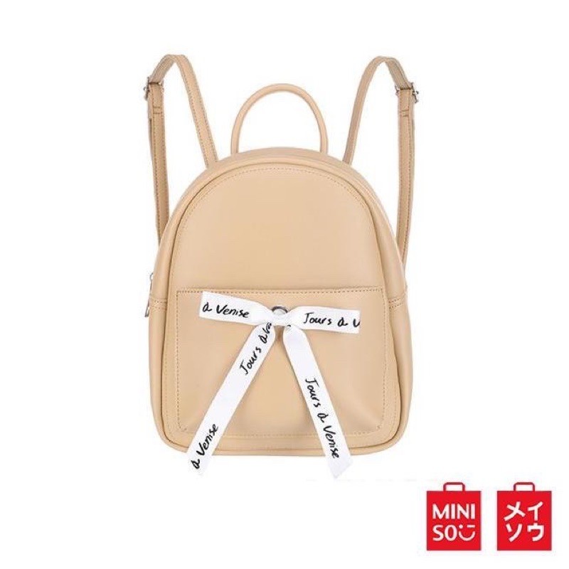 backpack miniso ribbon nude warna kulit baru