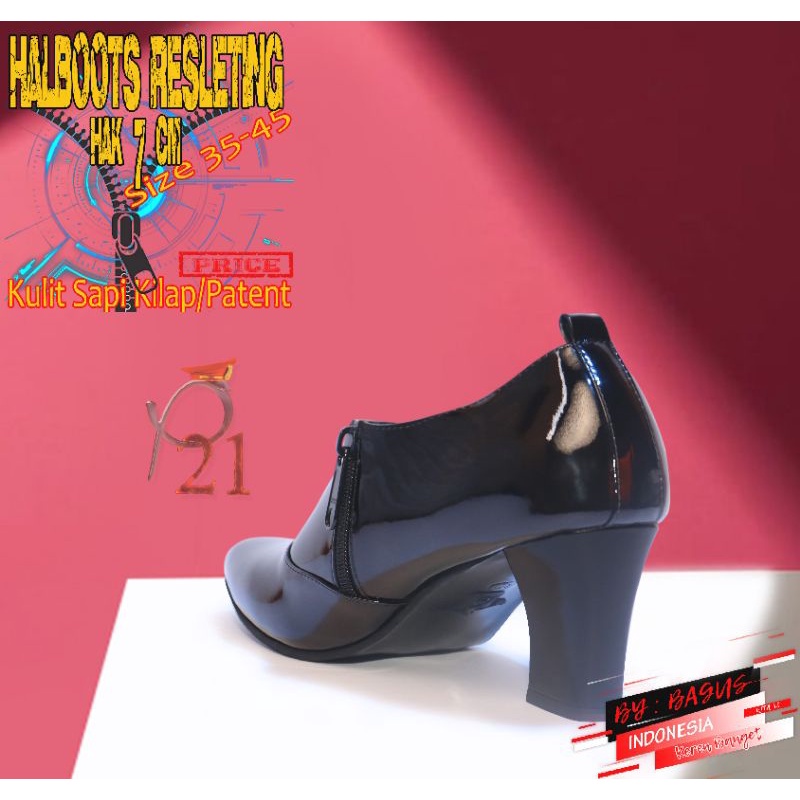 hb resleting kulit kilap /hb p21/ hb polwan p21/sepatu polwan p21