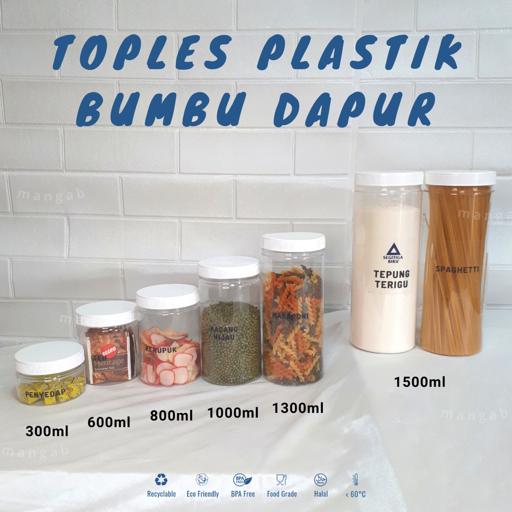 Toples Plastik Bumbu Dapur dengan Sticker/Toples Bumbu Dapur Murah/Toples dengan Sticker/Toples bumb