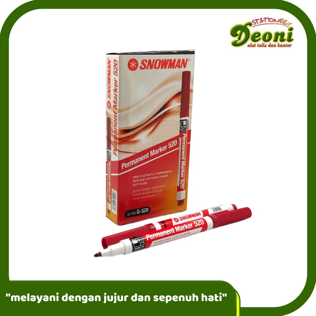 

SNOWMAN Permanent Marker 520 Spidol Merah