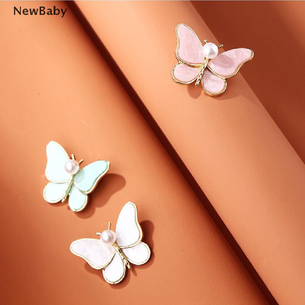 Newbaby Bros / Pin Bentuk Kupu-Kupu Aksen Mutiara Imitasi Untuk Perhiasan Wanita / Pernikahan