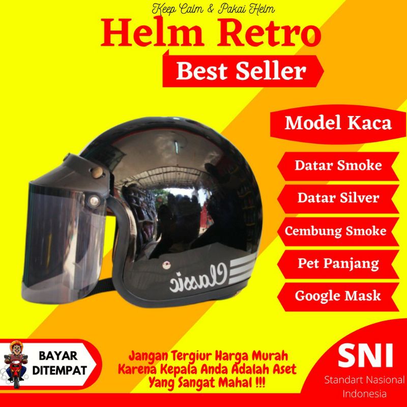 HELM BOGO CLASSIC / HELM BOGO GARIS TIGA KACA DATA / HELM BOGO CLASSIC MURAH KEDIRI