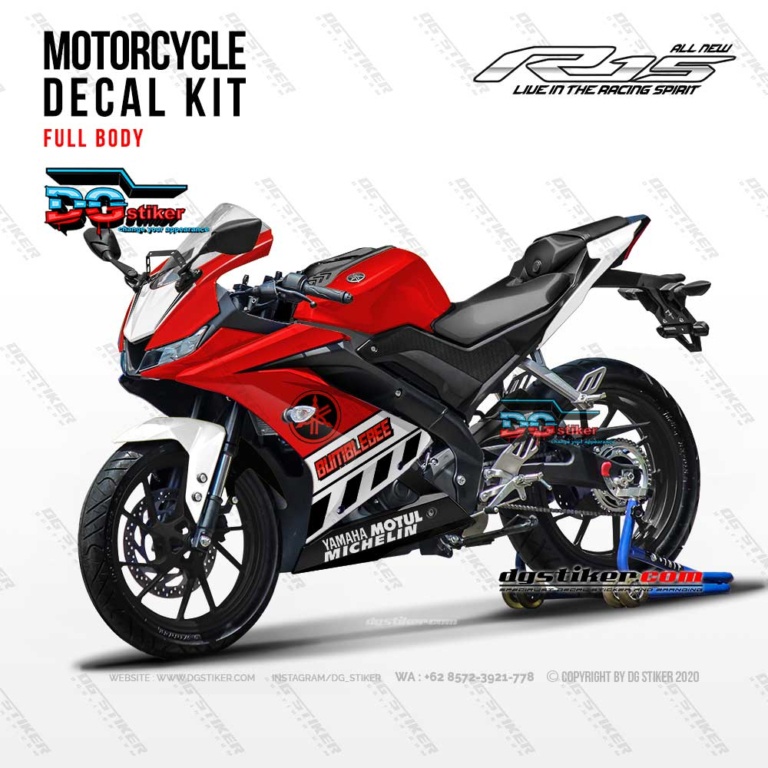 Decal Striping Full Body R15 V3 Merah Bumblebee DG Stiker