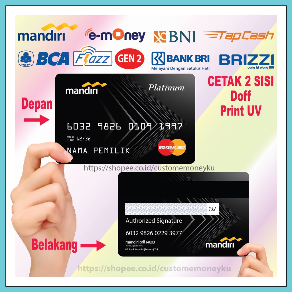 KARTU EMONEY DESIGN CUSTOM GOLD BLACK ETOLL E-MONEY MANDIRI FLAZZ BCA GEN 2 TAPCASH BRIZZI 2 SISI