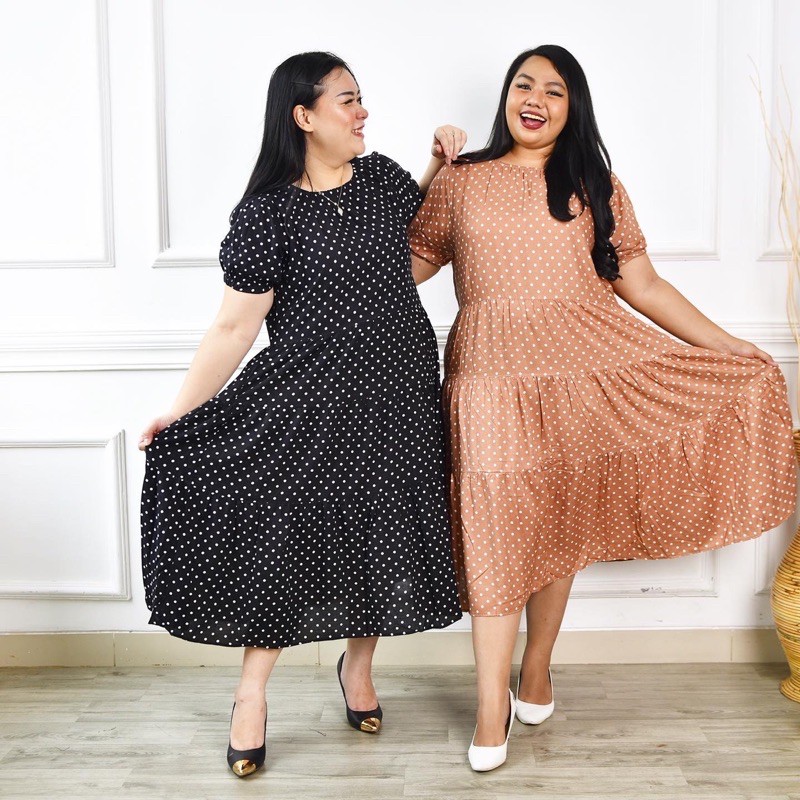 Dotty Midi Dress (dress BIG SIZE)