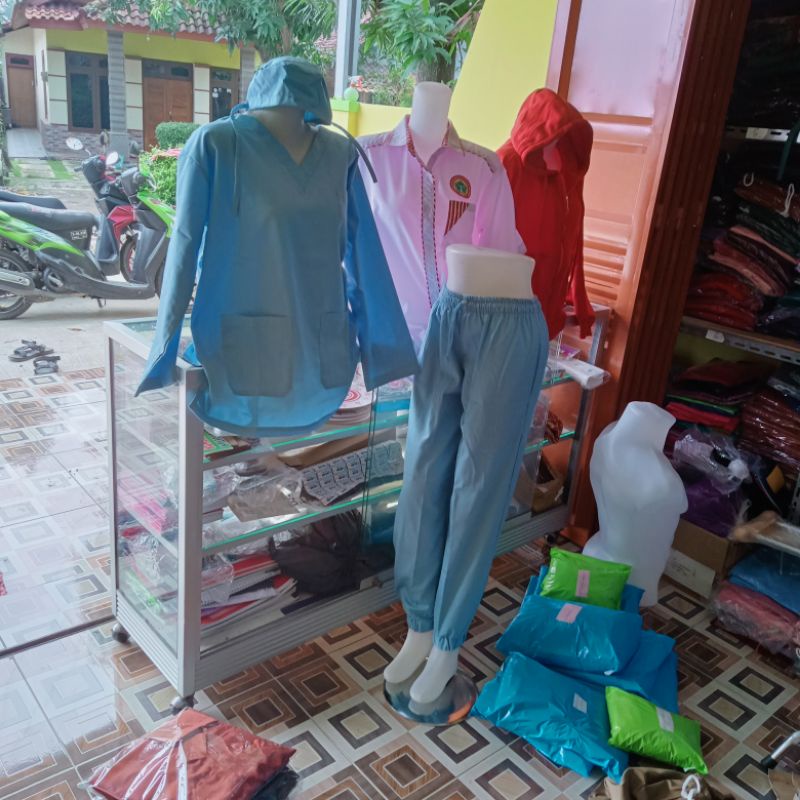 [ produk tangan pertama ]Baju OKA Joger  / Baju Jaga / Set Baju Celana topi / Dokter Lengan panjang 