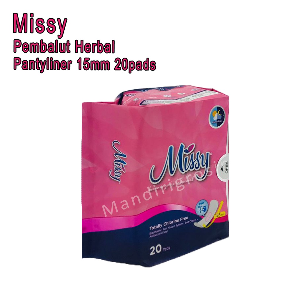 Pembalut Herbal Non Wing * Missy * Pantyliner 15mm * 20pads