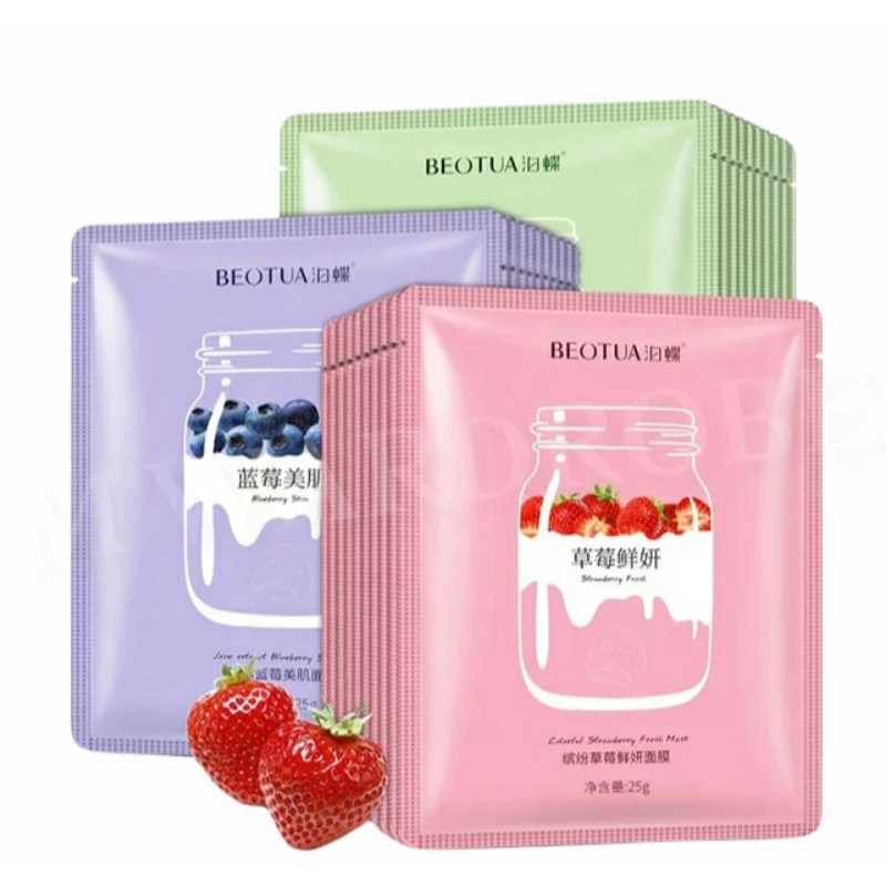 Beotua Yogurt Fruit Sheet Facial Mask/ Beotua Mask/ Sheet Mask/ Masker Wajah Skincare MW18