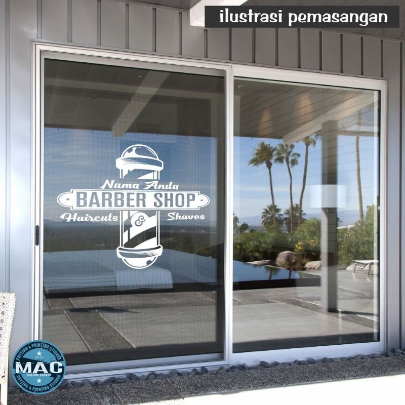 STIKER KACA BARBERSHOP DAN PANGKAS RAMBUT