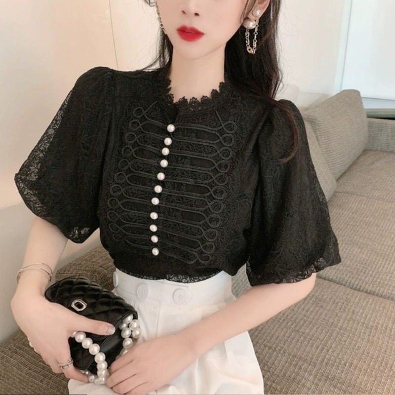 MDLV ~ 0224# CNY Nolanda Lace Top Pearl Blouse Korea Blouse Premium Blouse Import Fashion Import