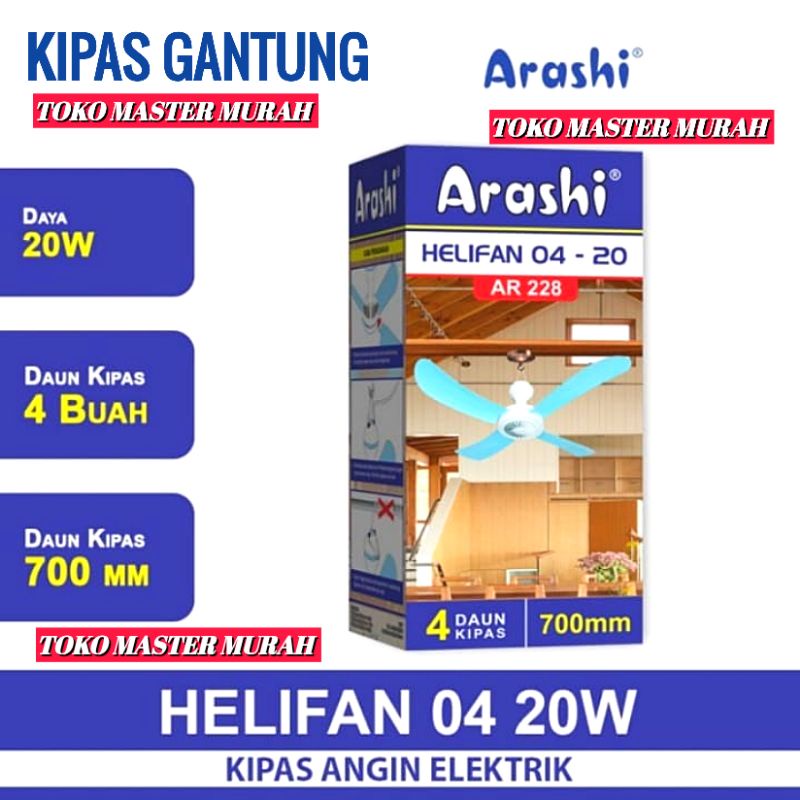 Kipas Gantung 20W Helifan 20Watt Arashi 20 Watt Kipas Angin Elektrik