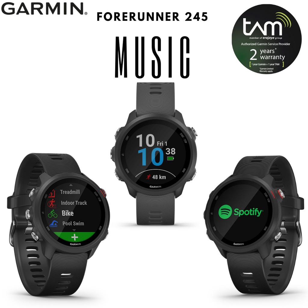 Garmin Forerunner 245 Music Black Garansi Resmi TAM 2 Tahun