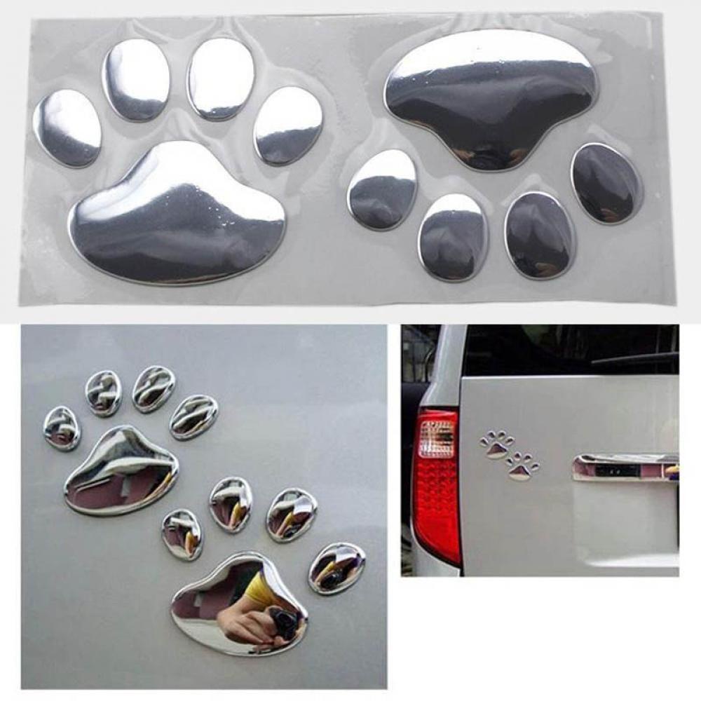 TOP Stiker Mobil Silver Decal Emblem Tapak Kaki