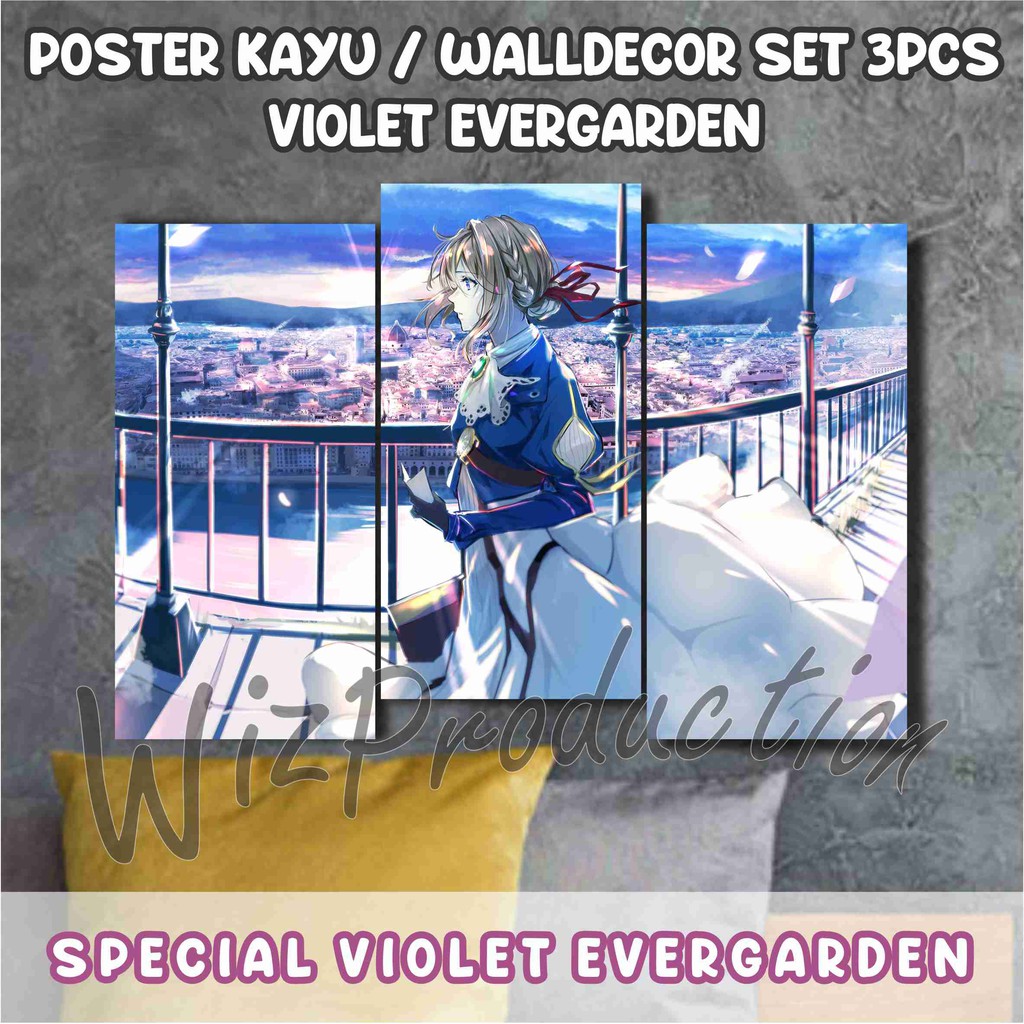 Poster Kayu Violet Evergarden  - Poster set 3 pcs Violet Evergarden  - Walldecor Violet Evergarden
