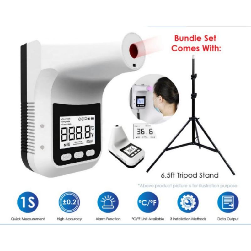 THERMOMETER INFRARED TEMBAK DINDING STANDING OTOMATIS DIGITAL ALAT UKUR CEK SUHU TUBUH TANPA KONTAK