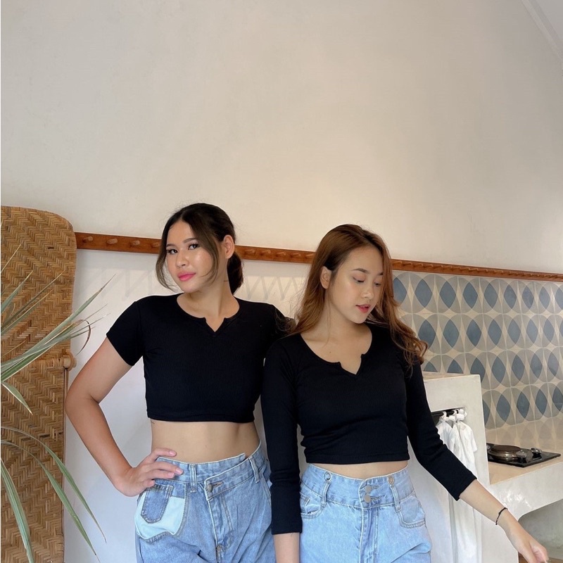 BEFAST - ZGW OOTD Wanita Kaos Crop HANY / Vanela Top Jumbo Lengan Panjang  / Crop Top Terlaris / Tshirt Lengan Pendek+Panjang / Crop Top Polos / Outfit Remaja Kekinian / Terbaru / Terlaris