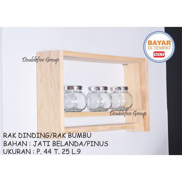 RAK DINDING KAYU BUMBU BEKVAM RAK BUMBU SERBA GUNA RAK DINDING KAYU BIRCH SOLID UK. 44 X 25 X 9