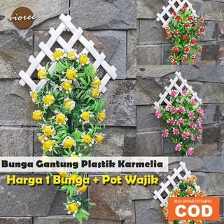 Image of Bunga Rambat Plastik KARMELIA Pot / Pagar Hiasan Gantung Tempel Dinding Dekorasi Rumah Artificial