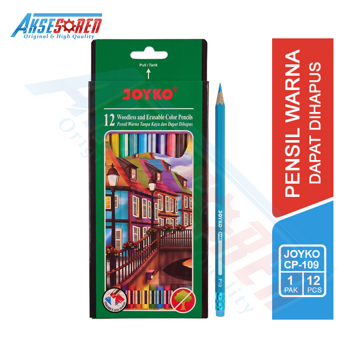 

Pensil Warna Dapat Dihapus Joyko [CP-109/12 Warna] / Color Pencil Erasable / Pinsil Pencil Warna