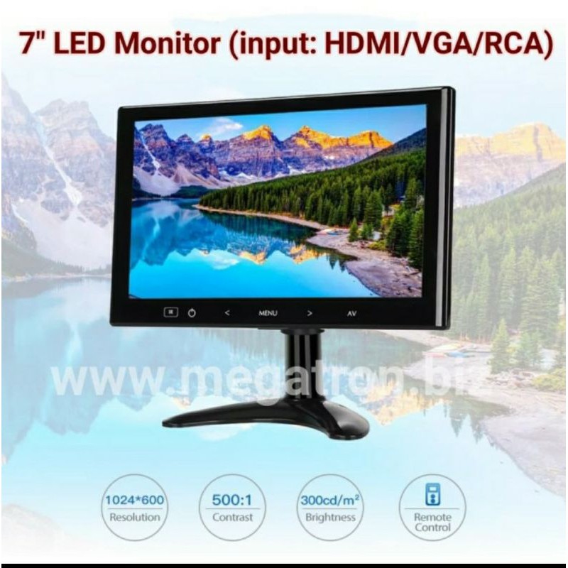 Mini LED Monitor 7 inch (input : HDMI / VGA / RCA) - ada build-in speaker