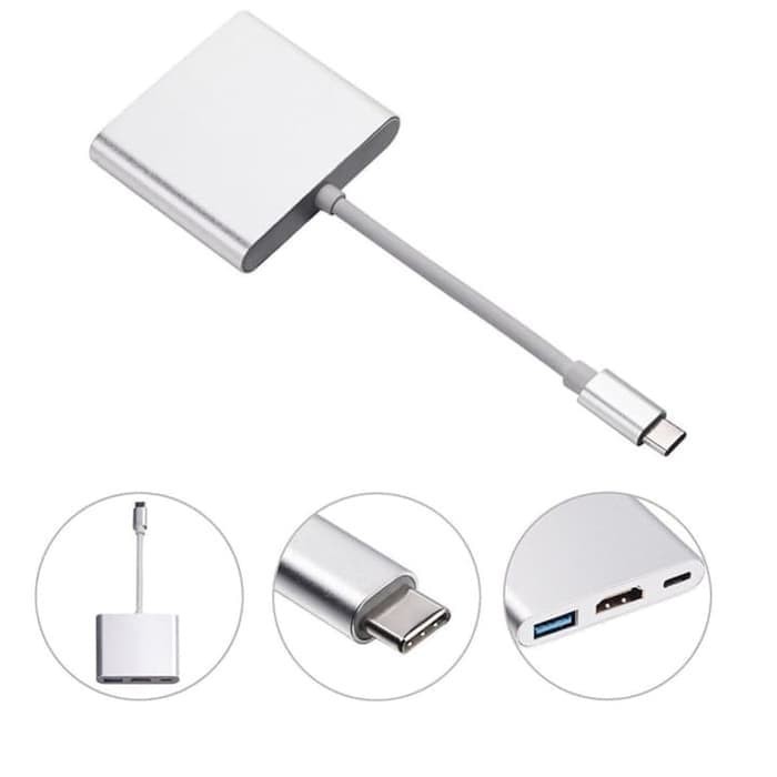 Kabel Converter Extension USB 3.1 Type C to HDTV 3 in 1 Laptop