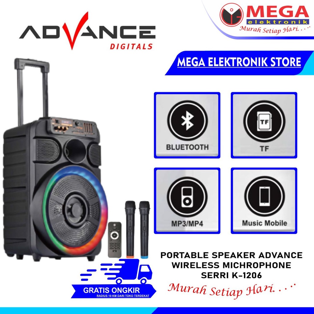 SPEAKER PORTABLE ADVANCE K-1206 / K 1206 WIRELESS MICROPHONE