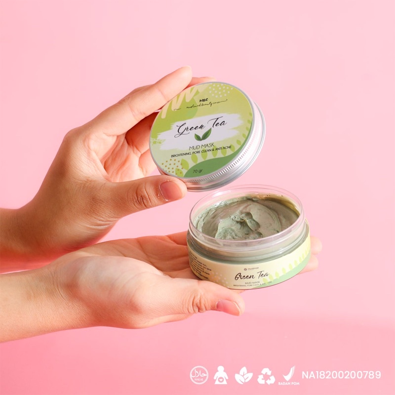 MUD MASK GREEN TEA, CHARCOAL, WALNUT || MBC MUSLIMAH BEAUTY CARE