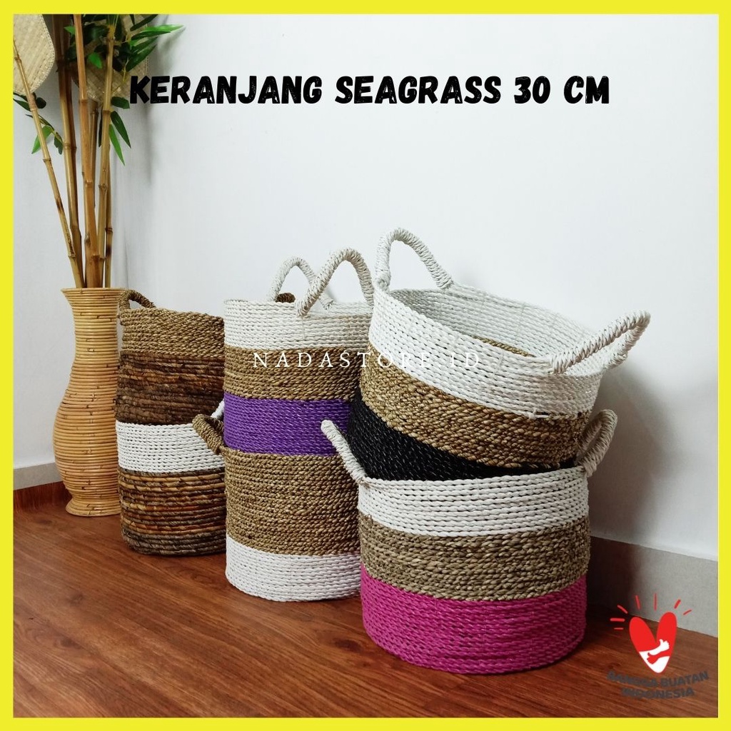 KERANJANG SEAGRASS DIAMETER 30 CM SATUAN / COVER POT SEAGRASS SATUAN