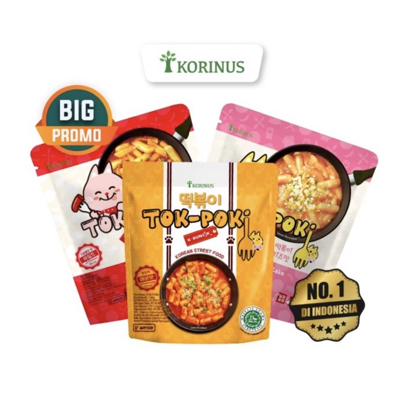 Korinus K - Bunsik Tokpoki / Tteokbokki / Spicy Cheese / Tok-Poki Pedas instan Halal MUI Korean Food