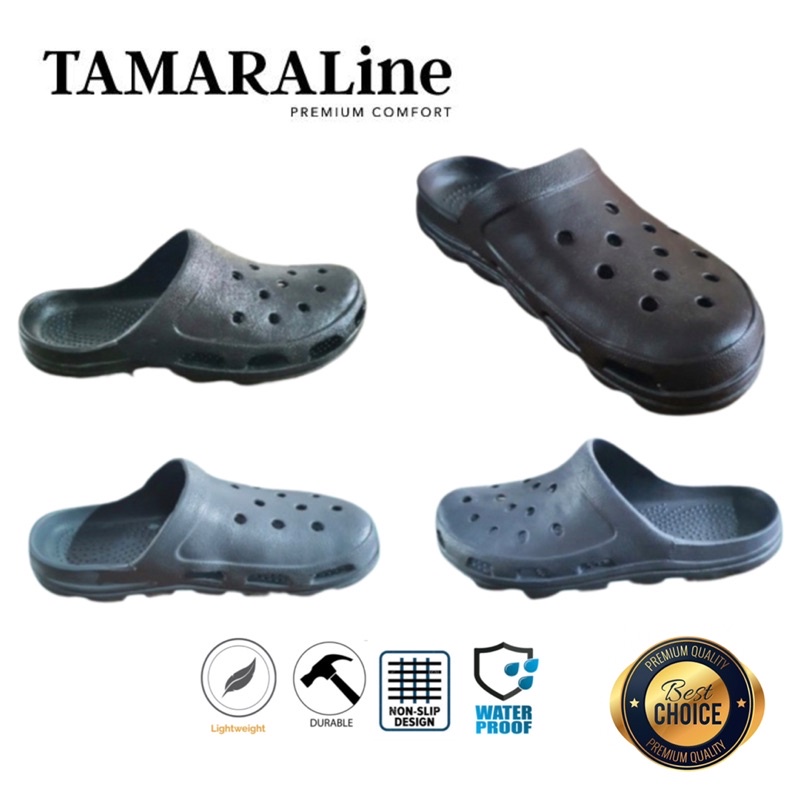 Sepatu Sandal Selop Slide Slip on Karet Pria Dewasa / Remaja - TAMARALINE 205 / Bahan Premium Lentur Empuk Ringan Kuat Anti Slip Anti Air / Model Sporty Santai Rumah Kerja Outdoor Kamar Mandi  Murah Original