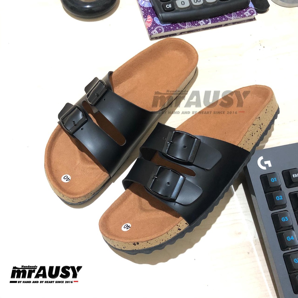 Sandal Selop Wanita Cewek Casual mrAUSY Ringan Strap 2 Gesper 2 Pendek