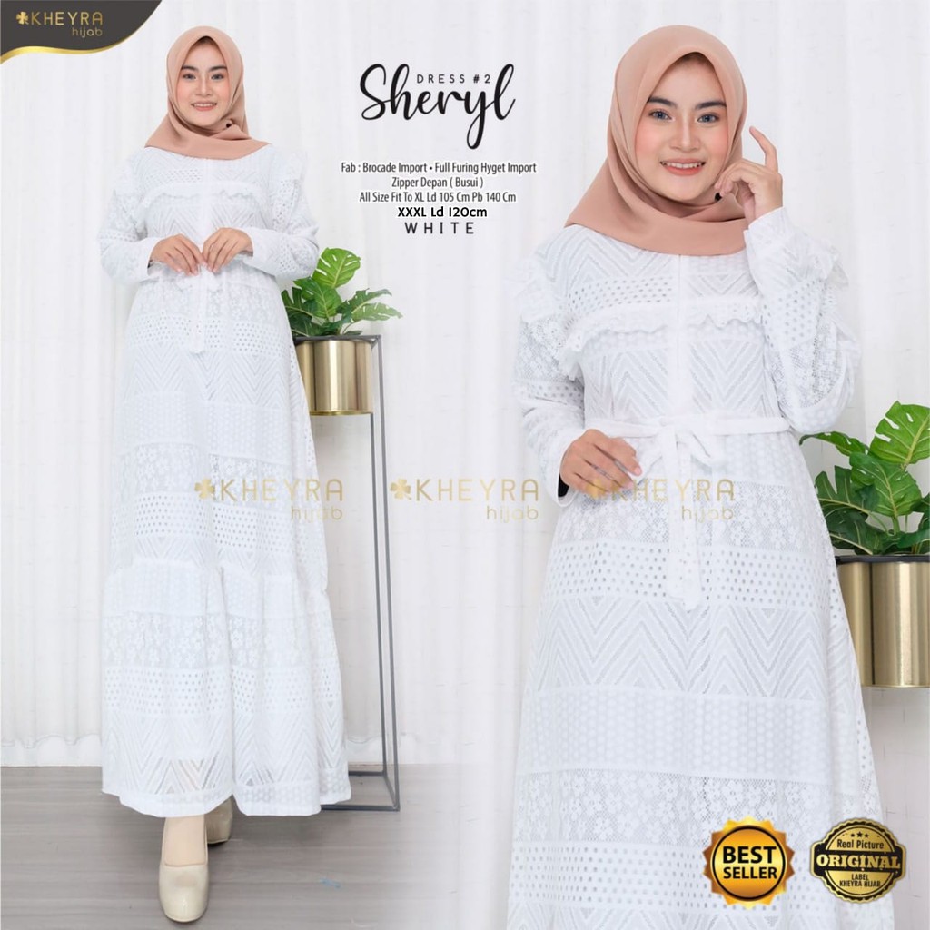 DRESS MAXY BROKAT SHERLY DRESS ORI ALILA/ GAMIS BROKAT JUMBO LD 105 DAN LD 120 ALILA HIJAB