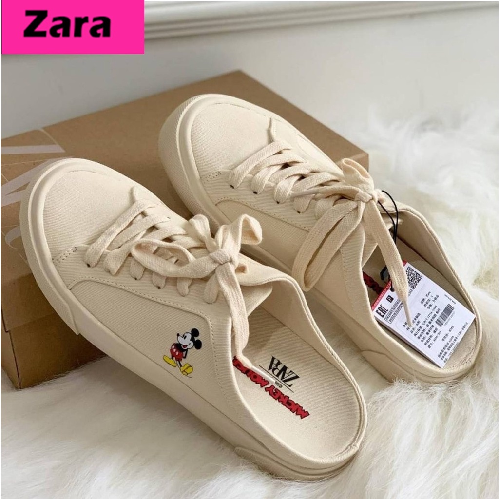 Sepatu Sneakers Slip On Wanita Import Mickey, Sepatu Sneaker Branded Original, Zr 19