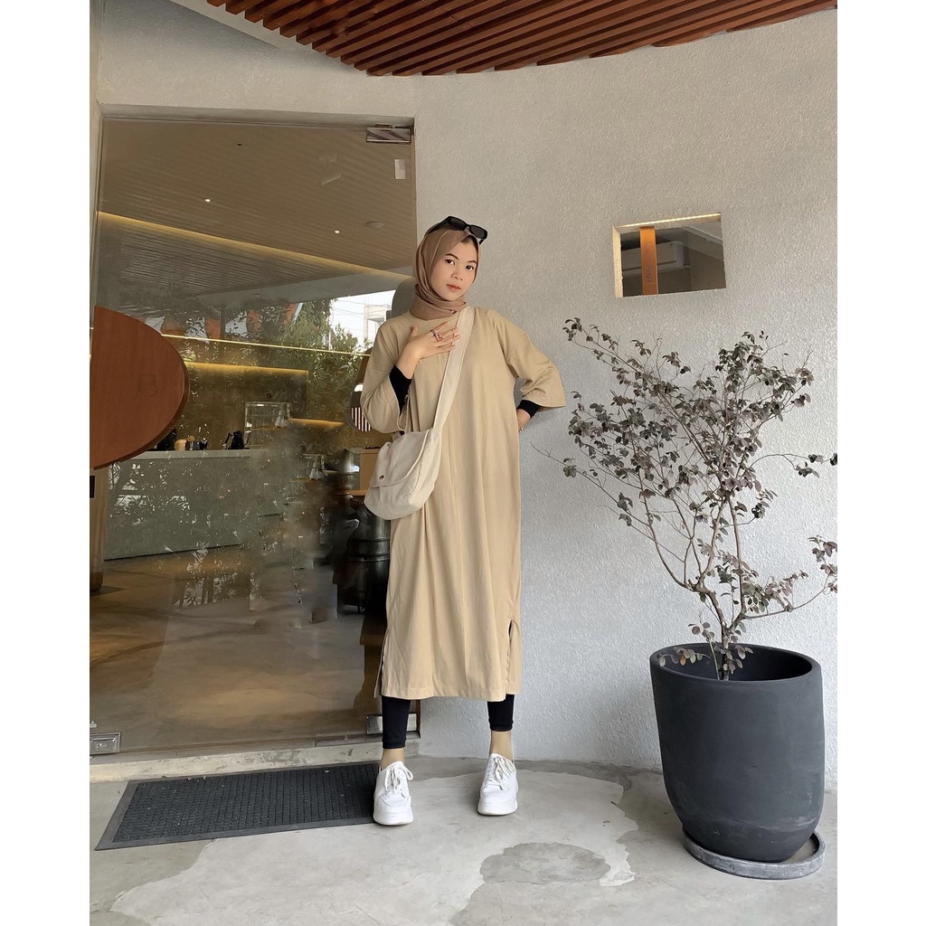 Oversized long tshirt Midi kaos long tunik polos Midi Dress long dress by DAZPROJECT