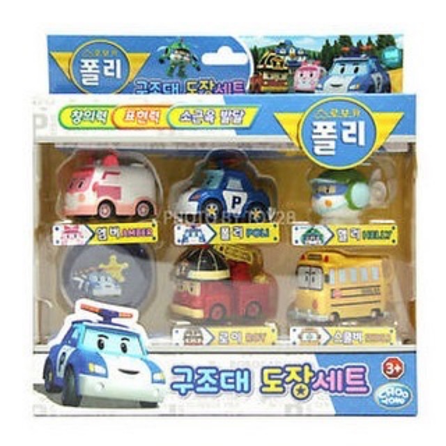 ORI KOREA ROBOCAR POLI figurine stamp mainan anak stamp reward