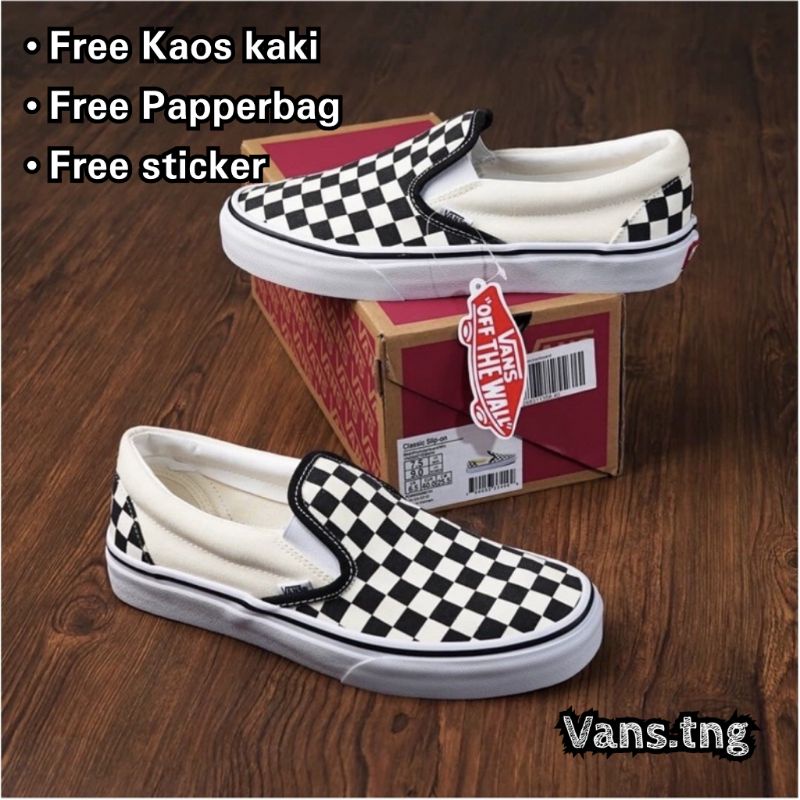 Sepatu Vans Slip on Checkerboard klasik Premium Terlaris /Vans Catur Klasik Waffle DT / Vans Catur Murah / Vans Slip On Import