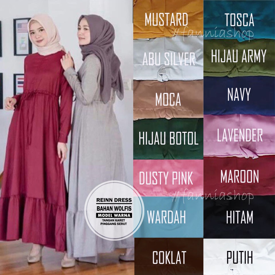 Gamis wolfis polos / gamis reinn dress / gamis navy / gamis syar'i / gamis remaja / gamis polos