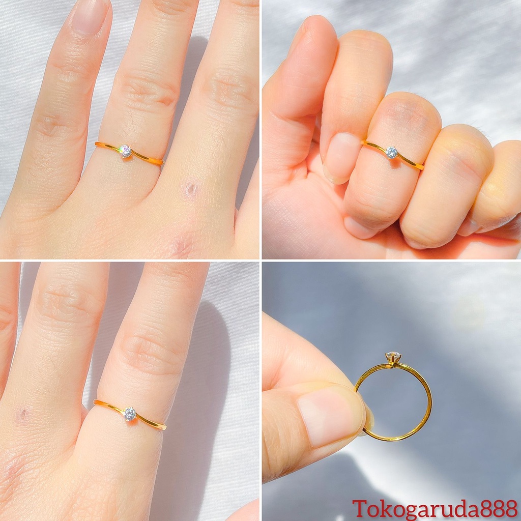 Cincin anak dan dewasa emas asli kadar 700 70% 16k solitaire mickey permata seperti berlian ringan 1 gram gr g 10 11 12 13 14 15 16 17 banyak motif ya