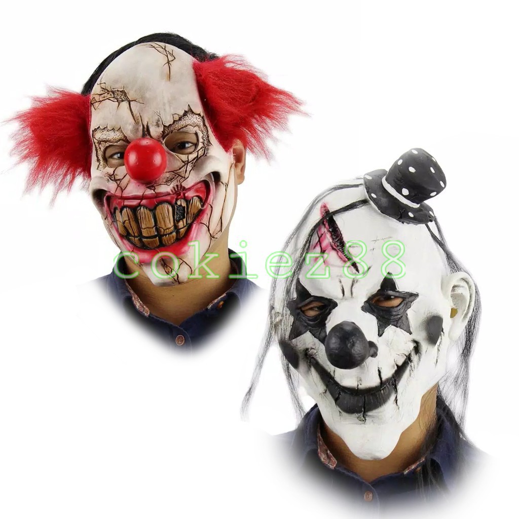 Topeng Badut Halloween Killer Scary Clown Party Mask Paintball Full Face