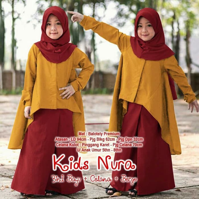 (Promo) Set Syari Putih Polos MAXMARA [KIDS NURA MUSTARD SL] tunik anak perempuan balotelly mustard