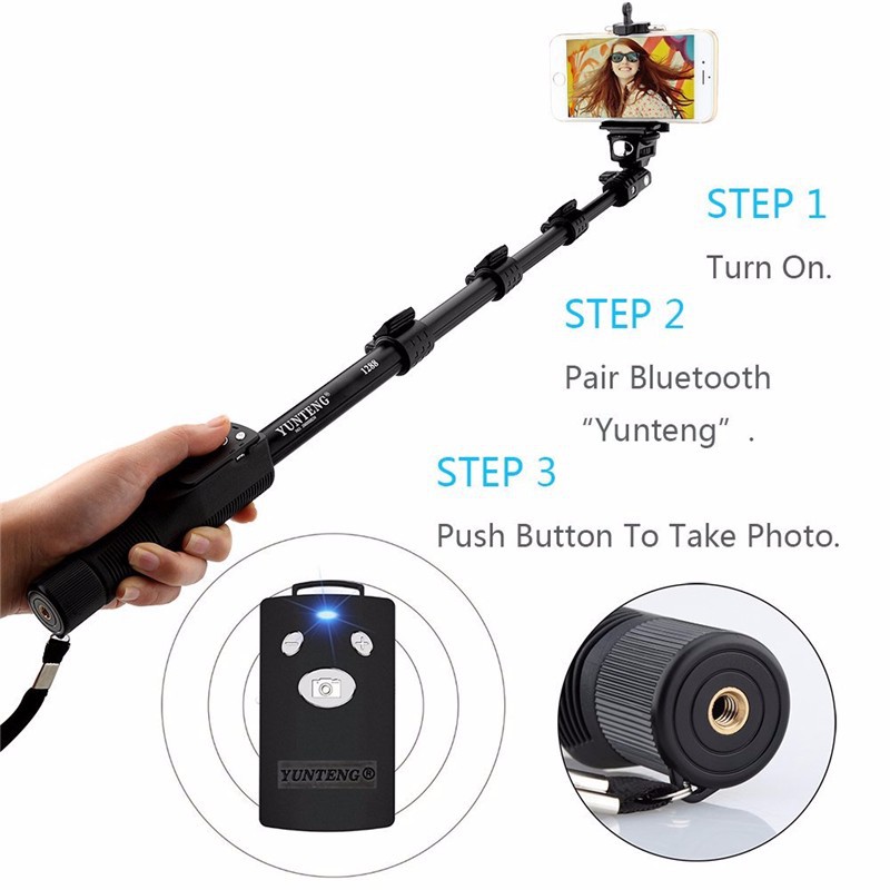 Original Yunteng 1288 Monopod Tongsis Bluetooth with Free Tripod Camera Smartphone