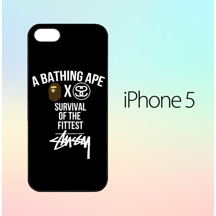 stussy x bape logo X6175 Casing Custom Hardcase iPhone 5 / 5s Case Cover