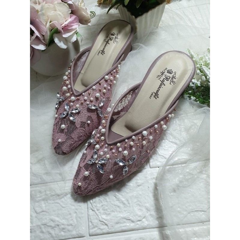 sepatu v cesilia mauve 5cm hak tahu