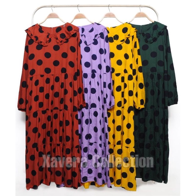 XC - Midi Dress Polka 07 / Dress Wanita Terbaru / Dress Wanita Polkadot