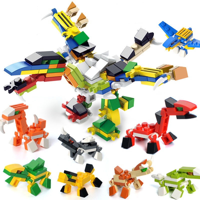 (COD) 8IN1 Mainan Balok Dinosaurus Mainan Anak Edukasi DIY 3D Puzzle Brick Balok Susun