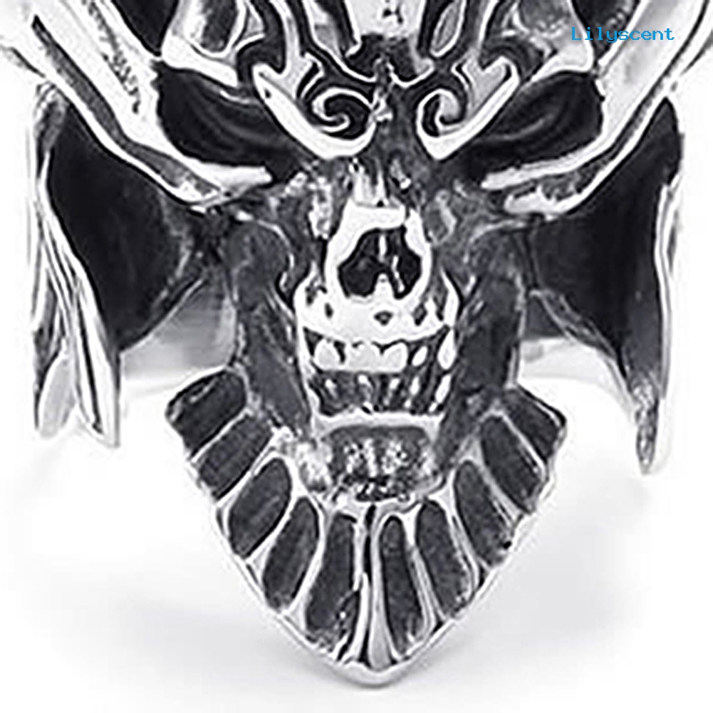 Ls Perhiasan Cincin Stainless Steel Punk Gothic Desain Tengkorak Helm Prajurit Untuk Pria