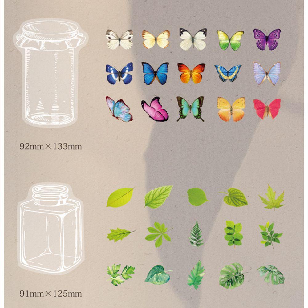 Preva 35 Pcs Stiker Label Jurnal Butterfly Transparan Album Daun Roti Scrapbooking