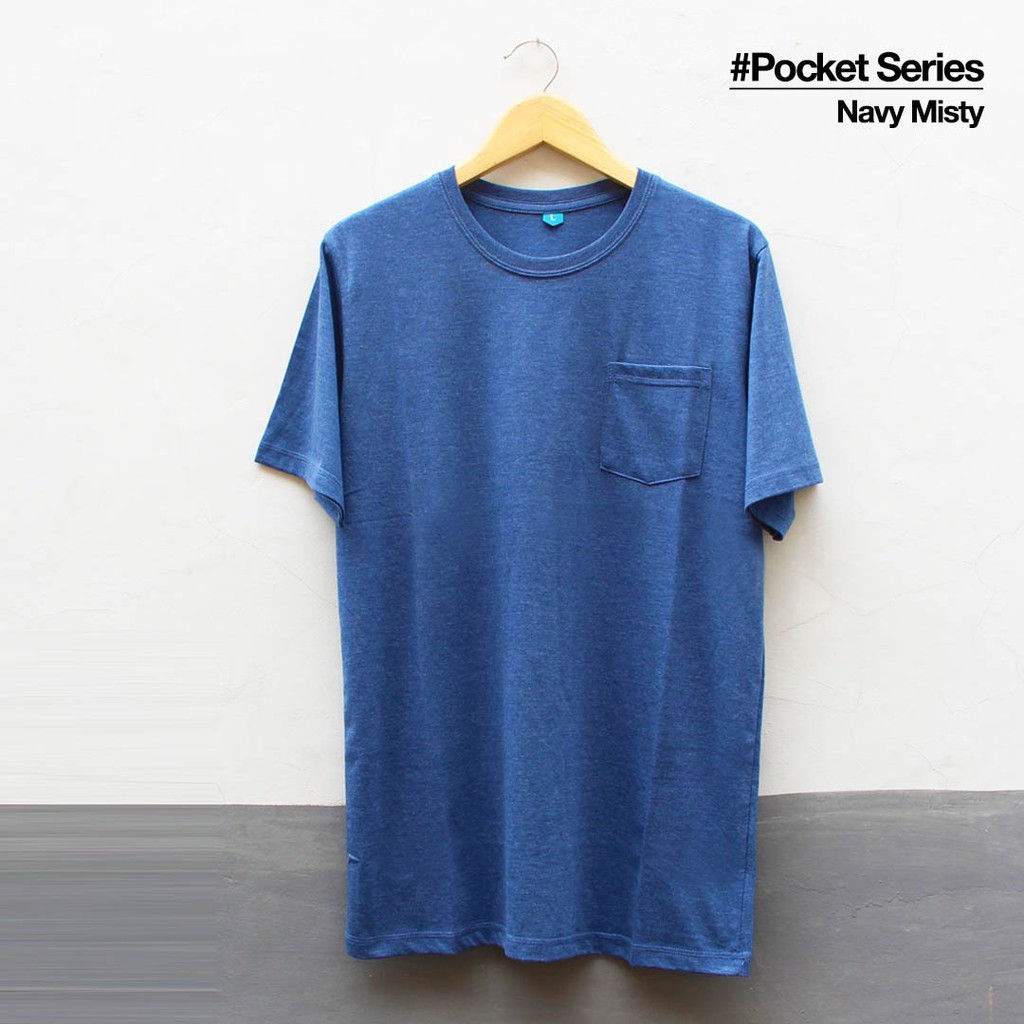 TERMURAH Kaos Polos Pocket Navy Misty Size S M L XL Oblong Combed 30s COWOK CEWEK MURAH ASLI KEREN