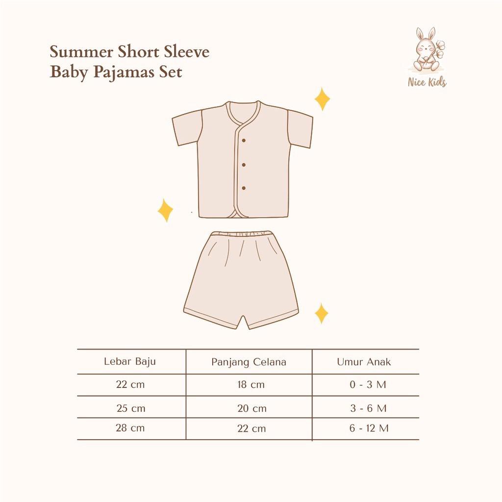 Nicekids - Summer Baby Pajamas Set / Setelan Lengan Pendek Bayi